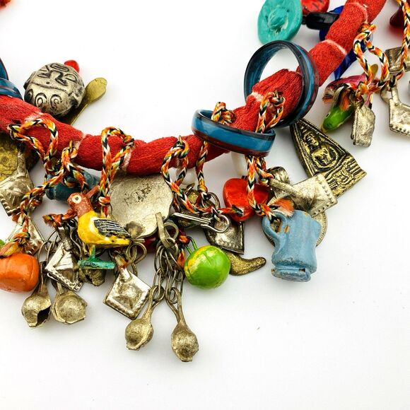 Handcrafted Charm Necklace Loaded with Worldwide Milagros Chachkas with Earrings - Picture 16 of 16